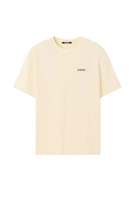 t shirt jacquemus gros grain beige homme vue face logo ruban