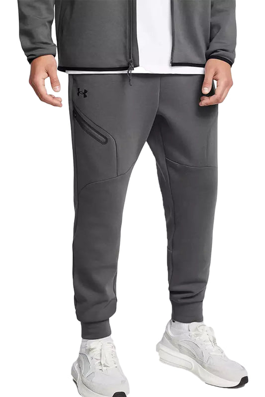 Jogging Under Armour homme gris avec coupe fuselée et poches latérales