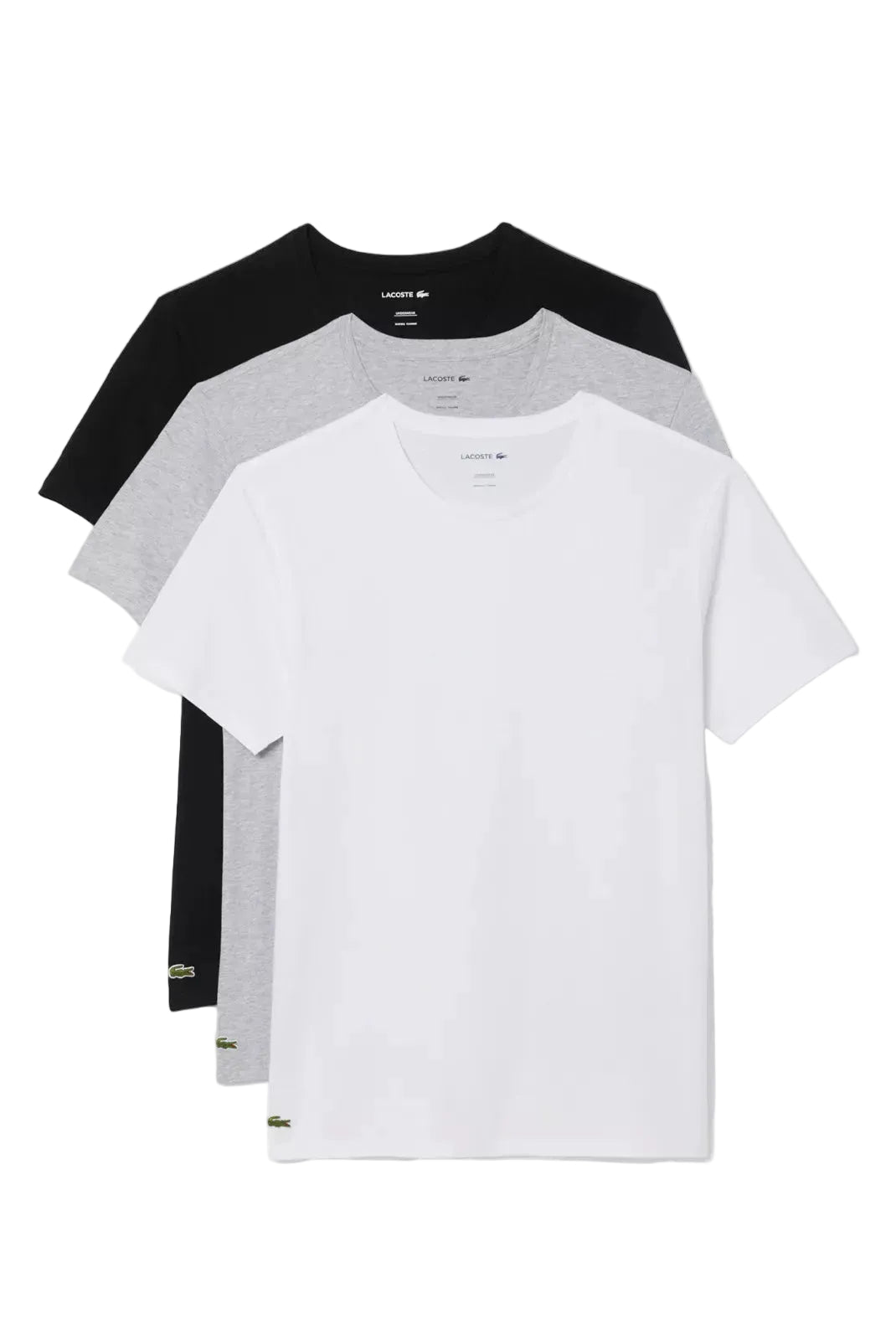 Tripack de t-shirts Lacoste homme blanc gris chiné noir col rond