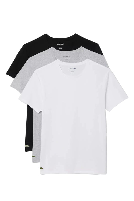 Tripack de t-shirts Lacoste homme blanc gris chiné noir col rond