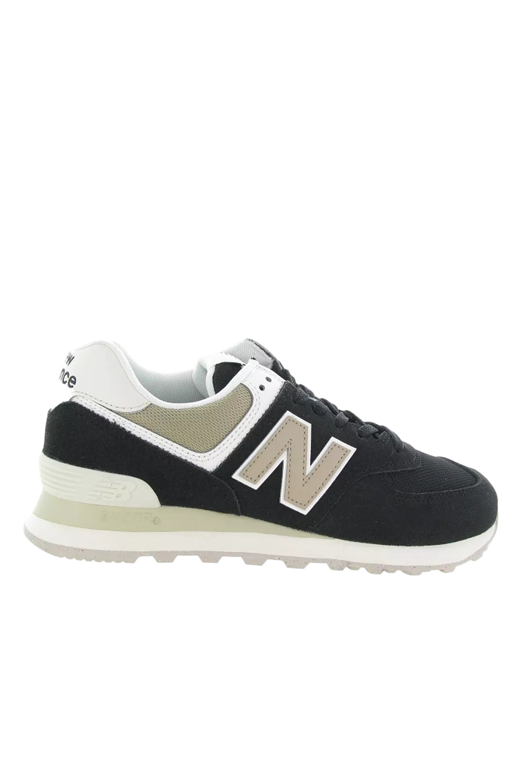Sneakers New Balance 574 noir et beige femme vue latérale