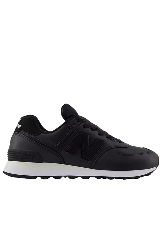 Sneakers New Balance 574 noir et blanc femme vue latérale