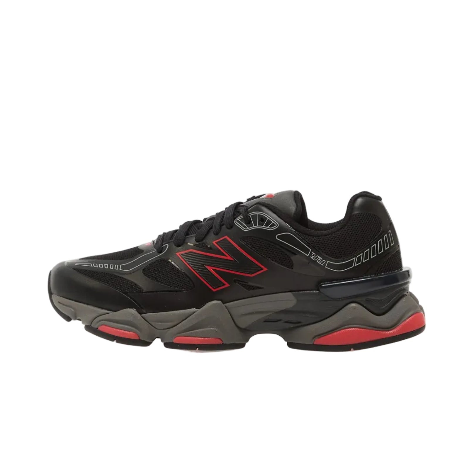New Balance 9060 Black Fire Cracker vue latérale