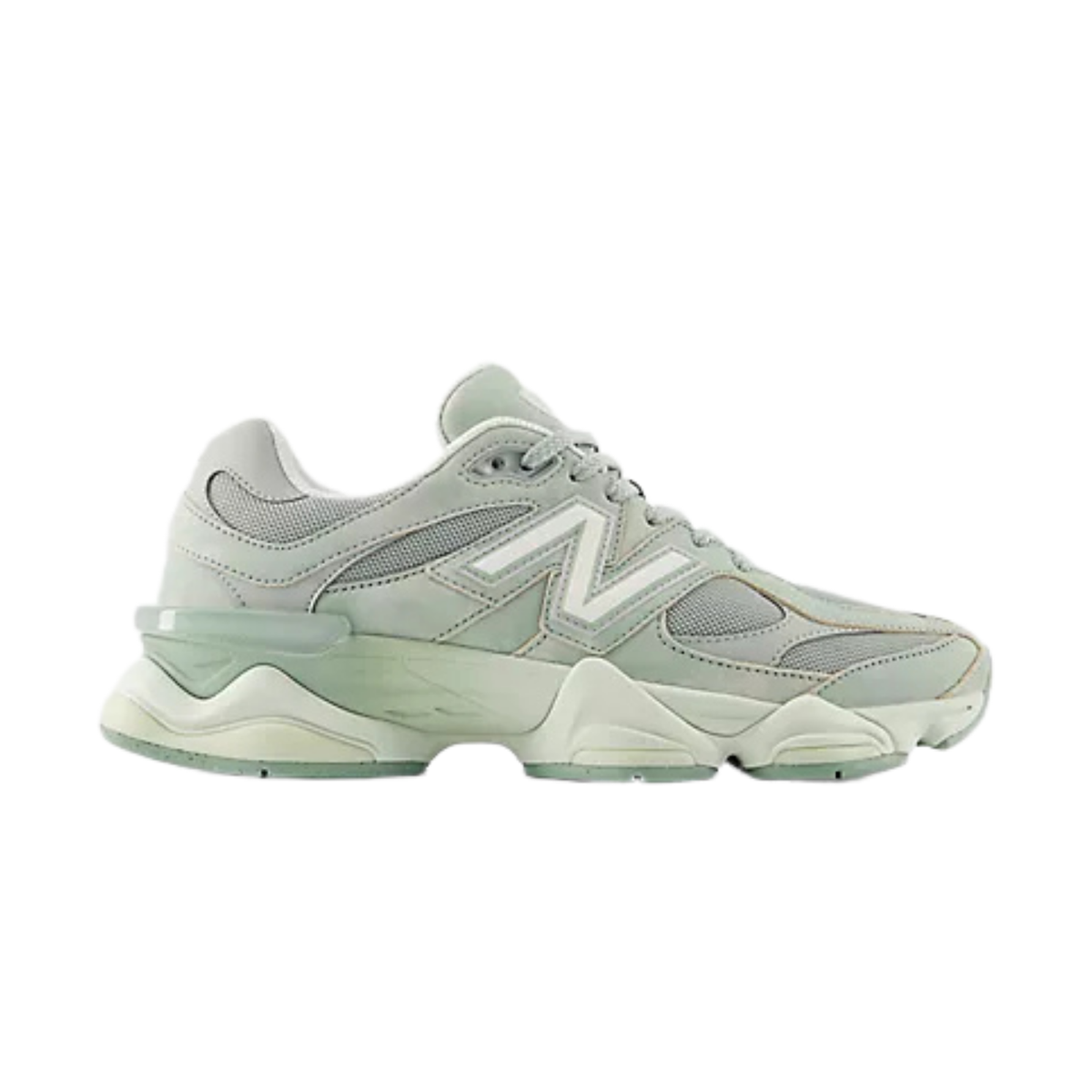 sneakers new balance 9060 unisexe mosaic green sea salt profil