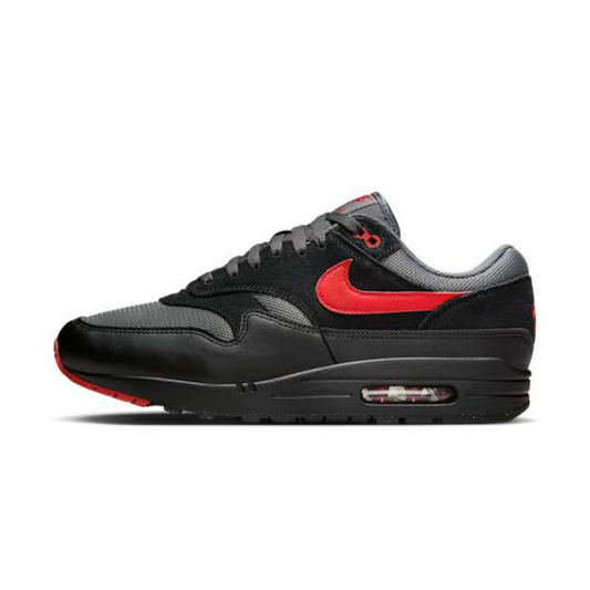 nike air max 1 essential homme vamps noire rouge vue profil
