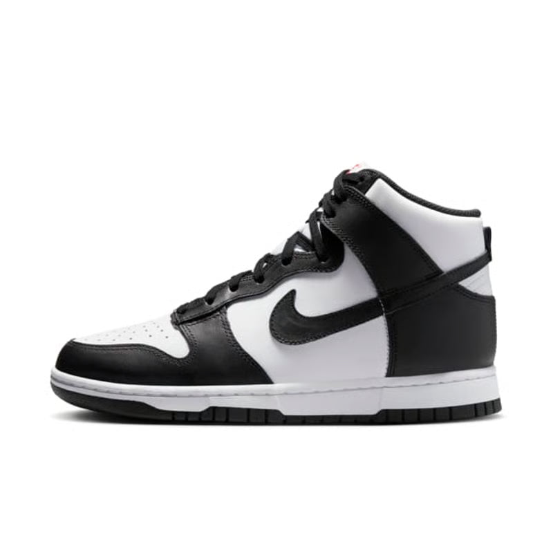 Sneakers Nike Dunk High femme blanc noir et rouge vue de profil