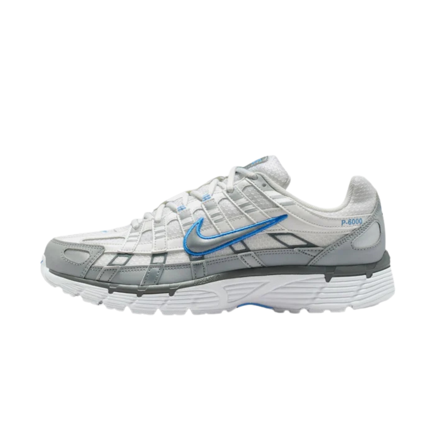 nike p-6000 summit white metallic silver profil gauche