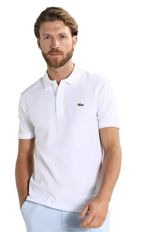 Polo Lacoste blanc homme coupe slim avec logo brodé