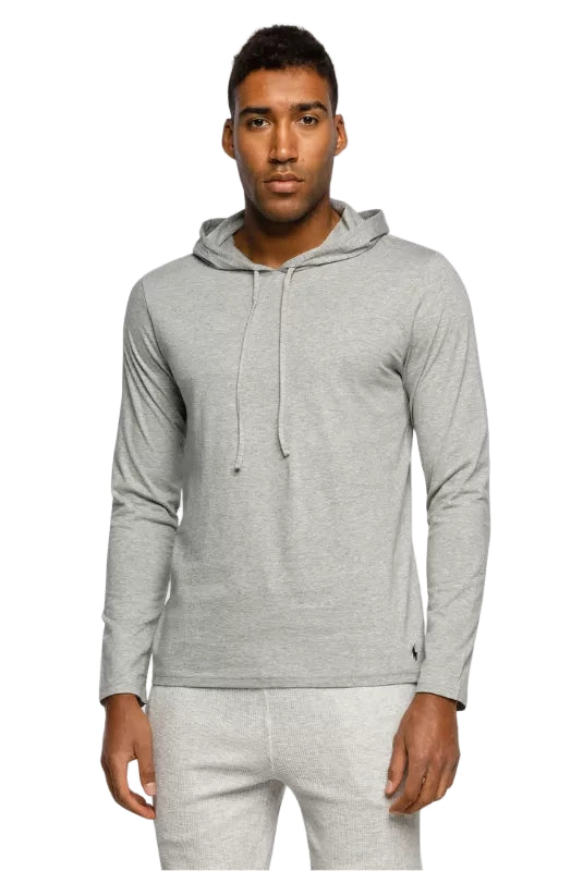 Sweat à capuche Ralph Lauren gris Andover Heather porté face