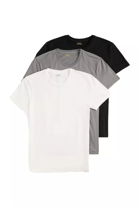 Pack de 3 t-shirts col rond Ralph Lauren – blanc gris noir – vue avant