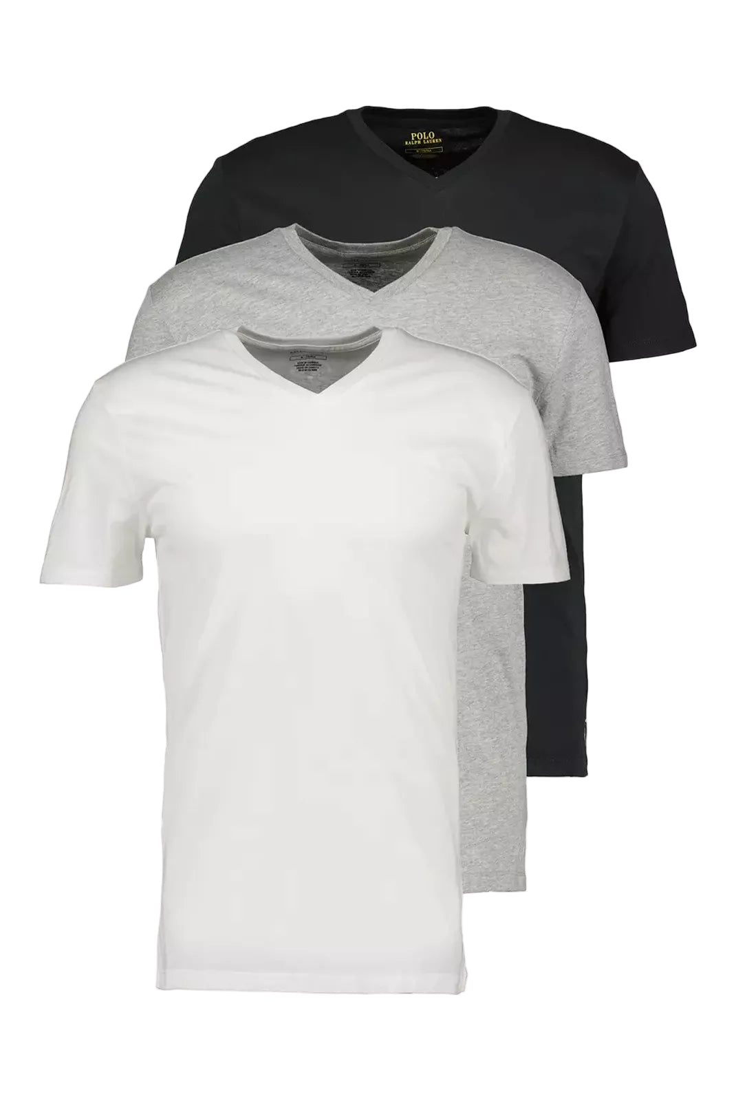 Pack de 3 t-shirts Ralph Lauren col V – blanc gris noir – vue avant