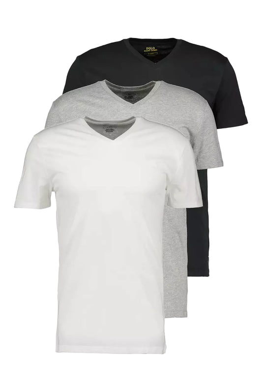 Pack de 3 t-shirts Ralph Lauren col V – blanc gris noir – vue avant