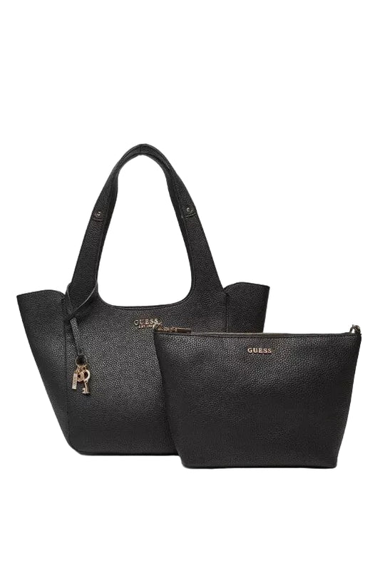 Sac cabas Guess Jeans Femme Calista noir 2 en 1 avec logo métal