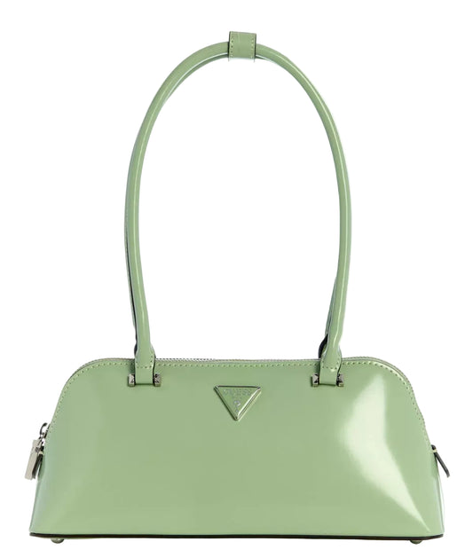 Sac à main Guess femme baguette vert sauge avec logo métal vue de face