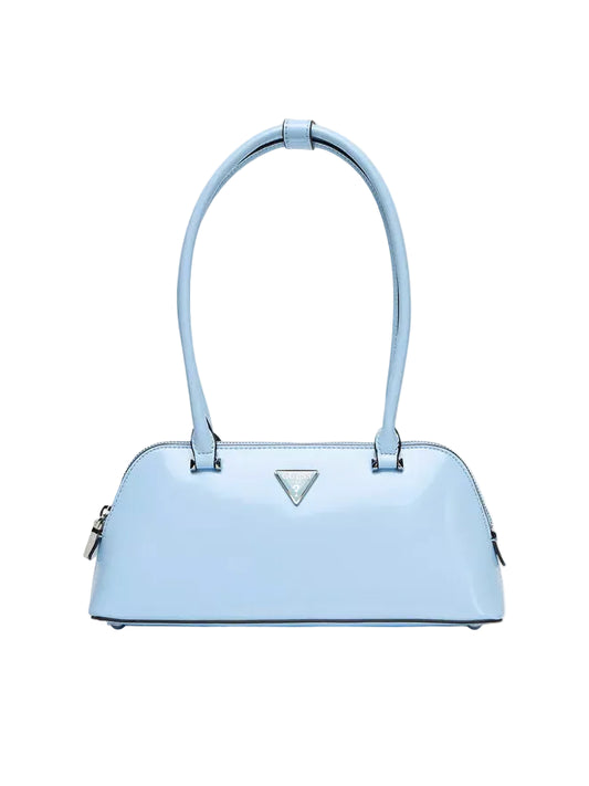 Sac à main Guess femme baguette sky blue avec logo métal vue de face