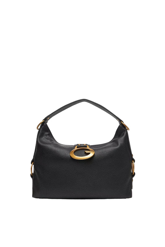 Sac Guess femme noir en cuir PU avec logo doré et fermeture zippée