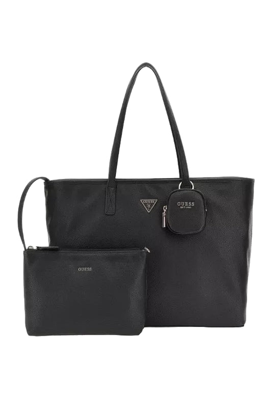 Sac cabas Guess femme Power Play noir avec pochette amovible vue de face
