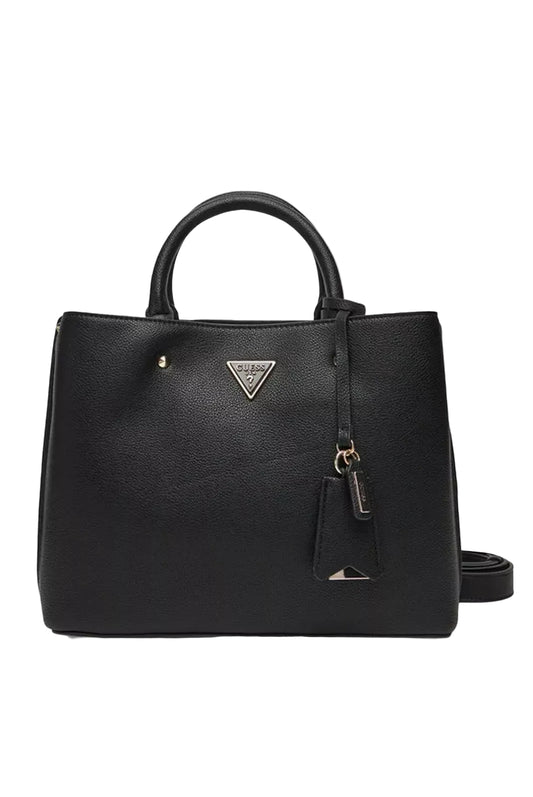 Sac à main Guess Femme Meridian II noir avec logo métal vue de face