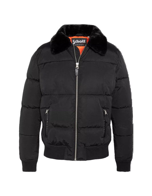 Blouson Schott AIRMAN25 noir avec col fausse fourrure amovible – vue de face