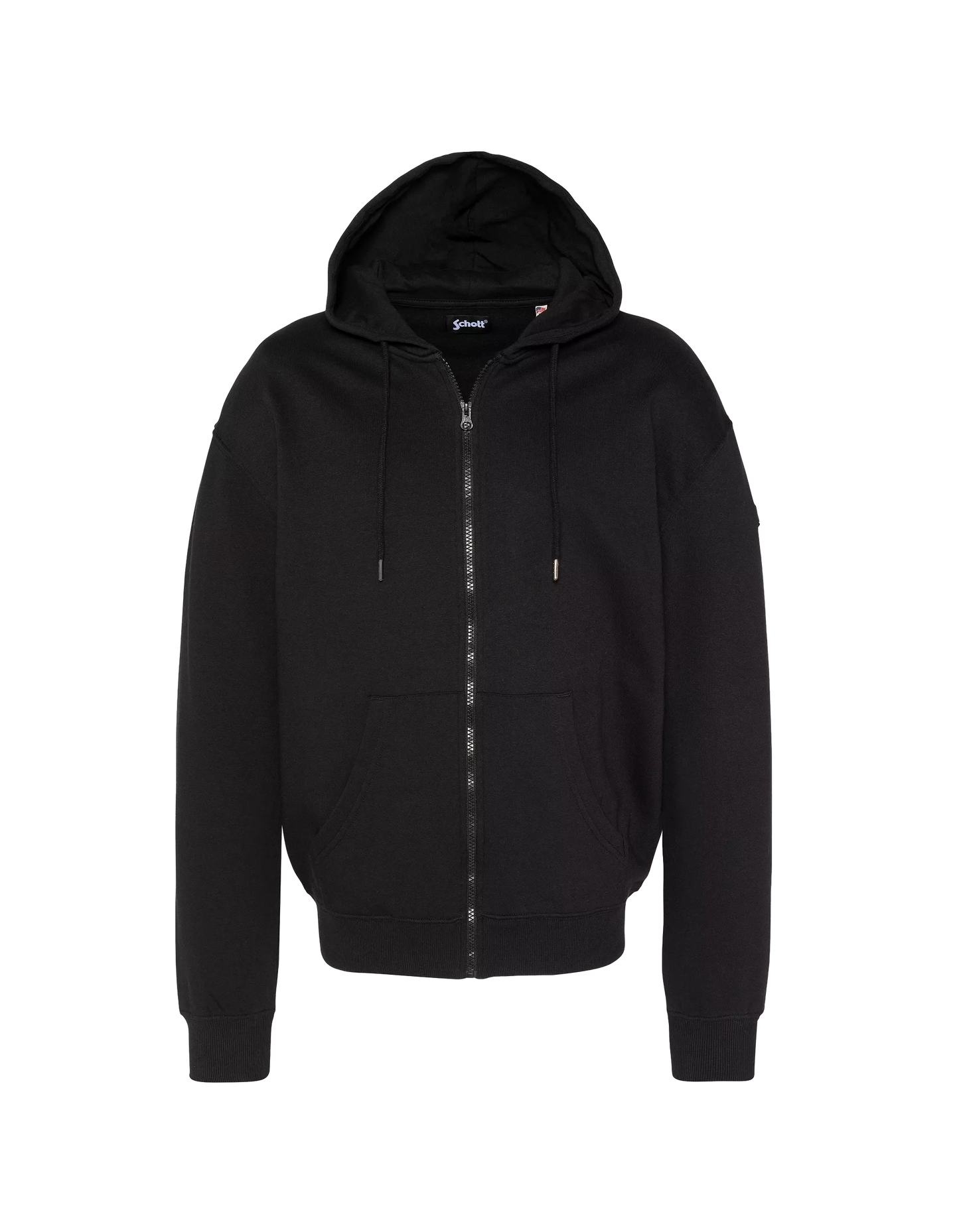 Sweat zippé Schott Badge noir vue de face