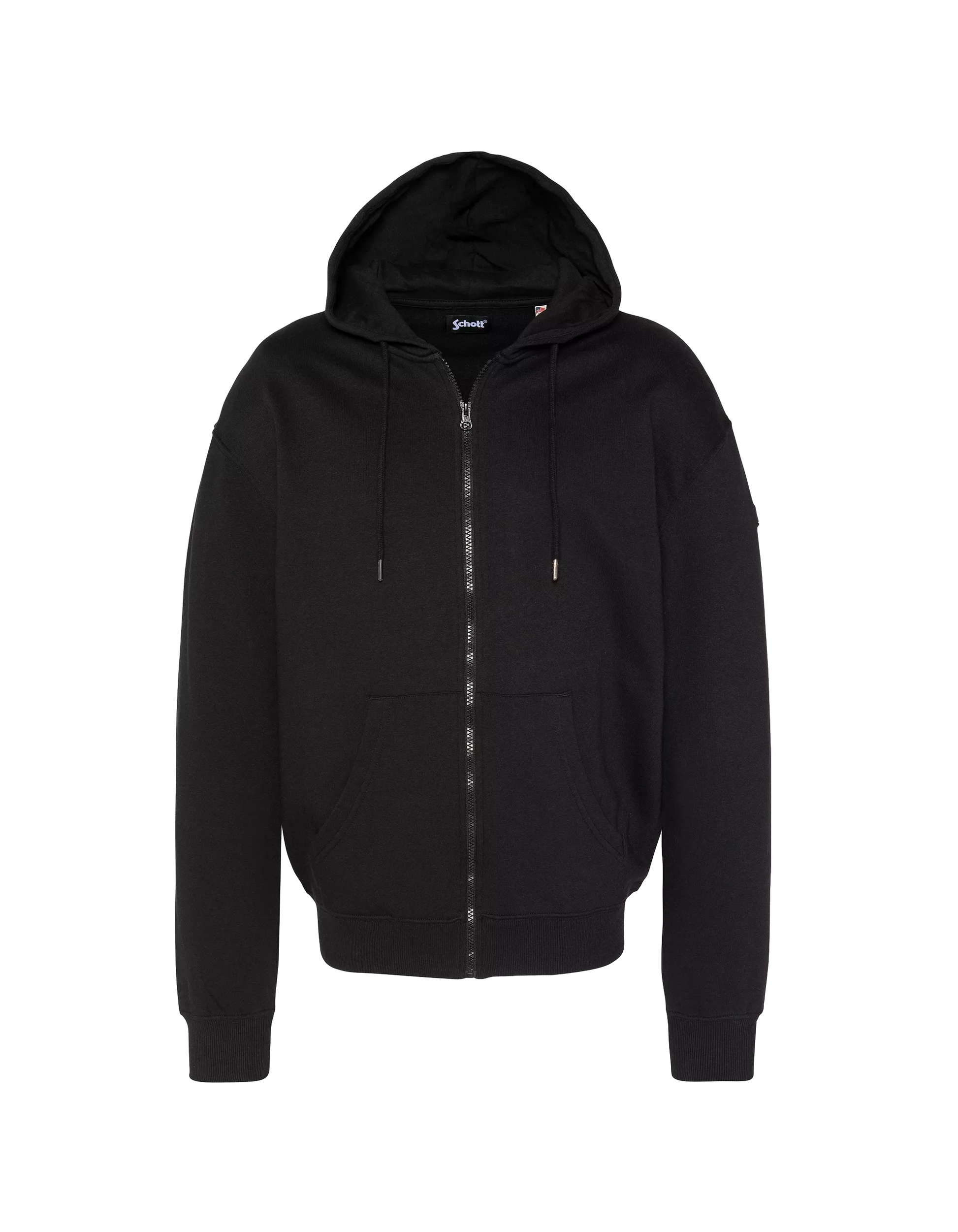 Sweat zippé Schott Badge noir vue de face