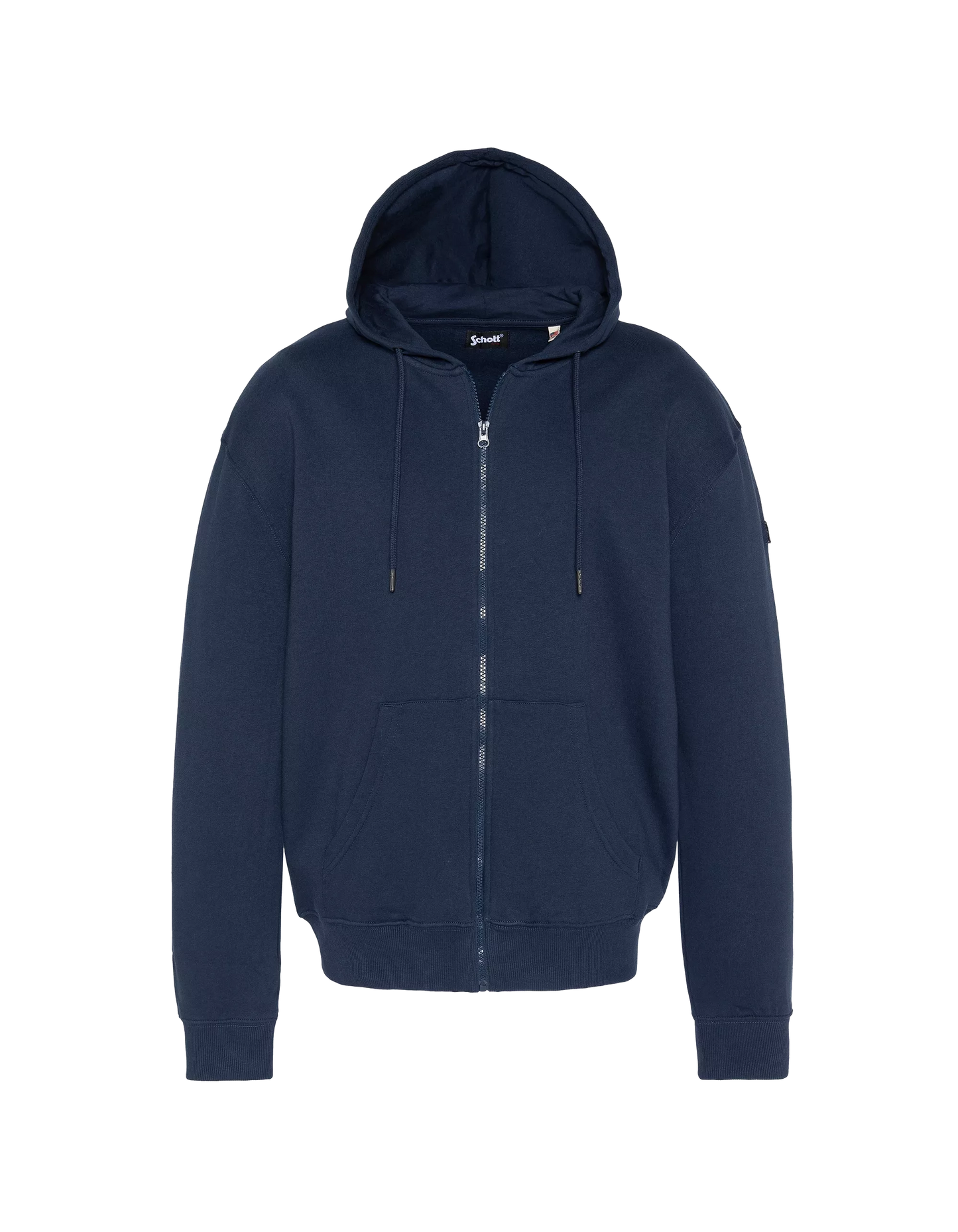 Sweat zippé Schott Badge navy vue de face