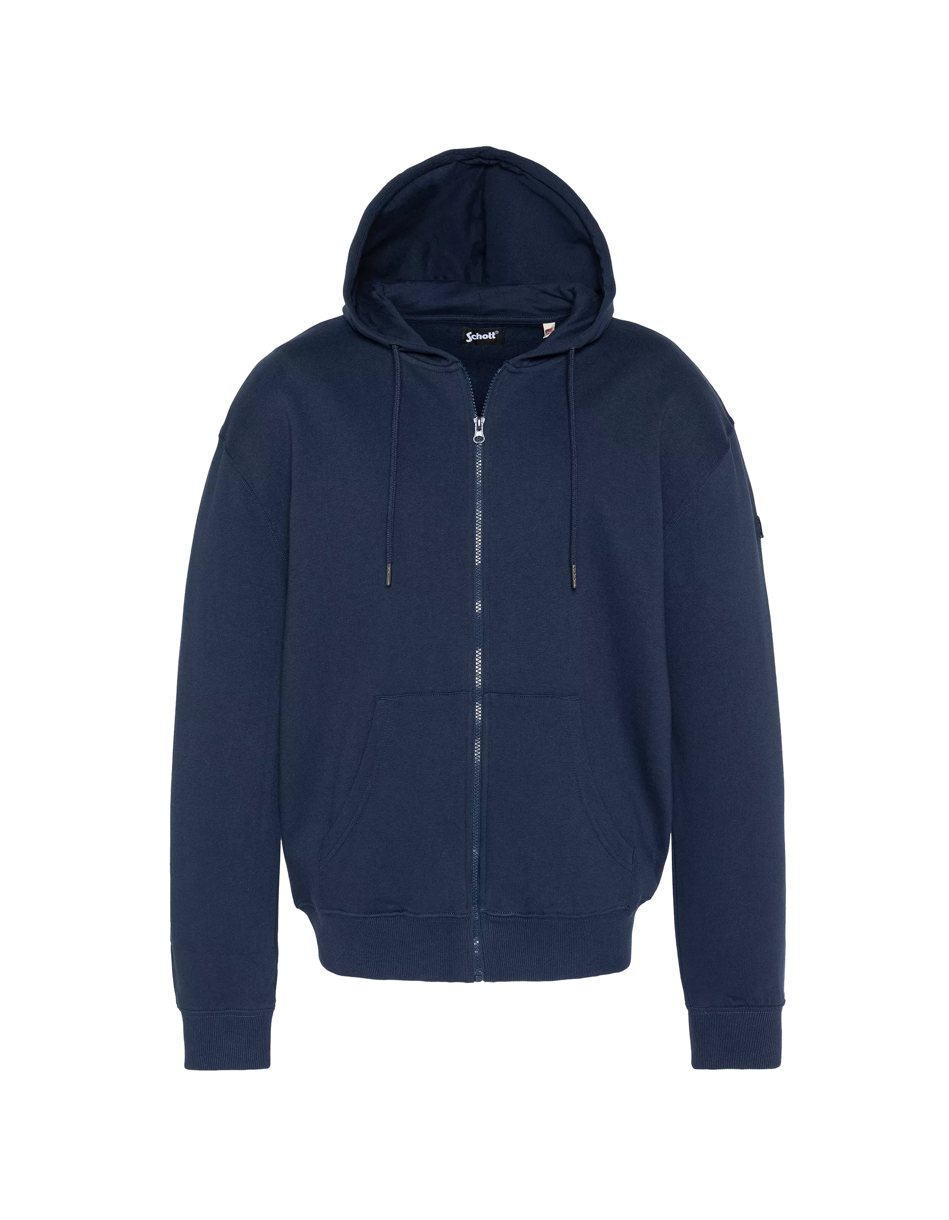 Sweat zippé Schott Badge navy vue de face