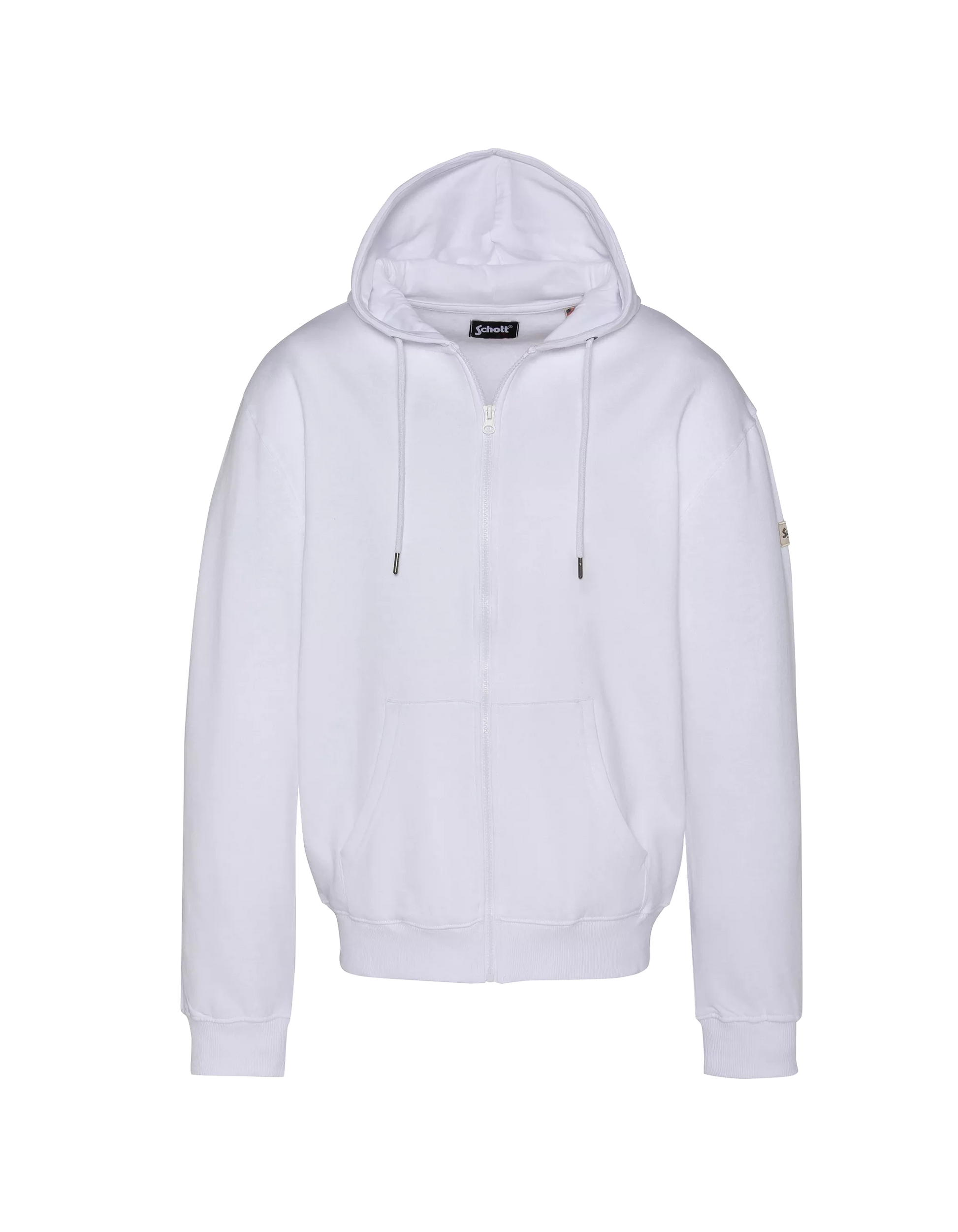 Sweat zippé Schott Badge blanc vue de face