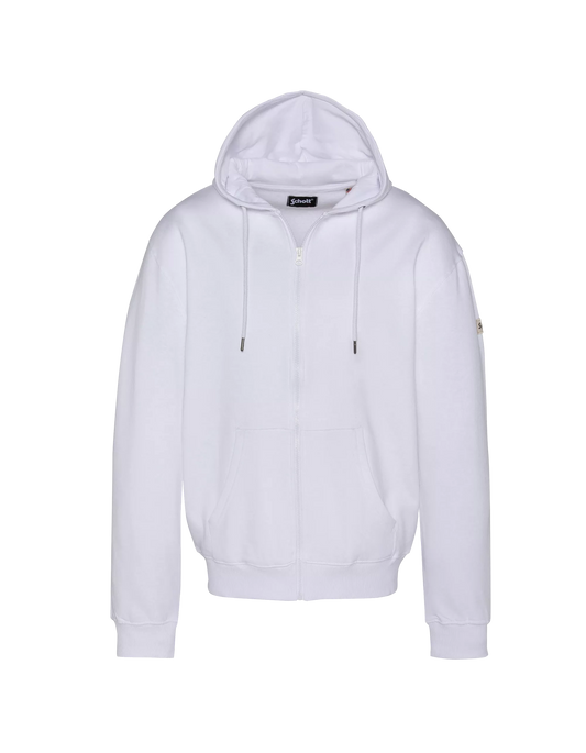 Sweat zippé Schott Badge blanc vue de face