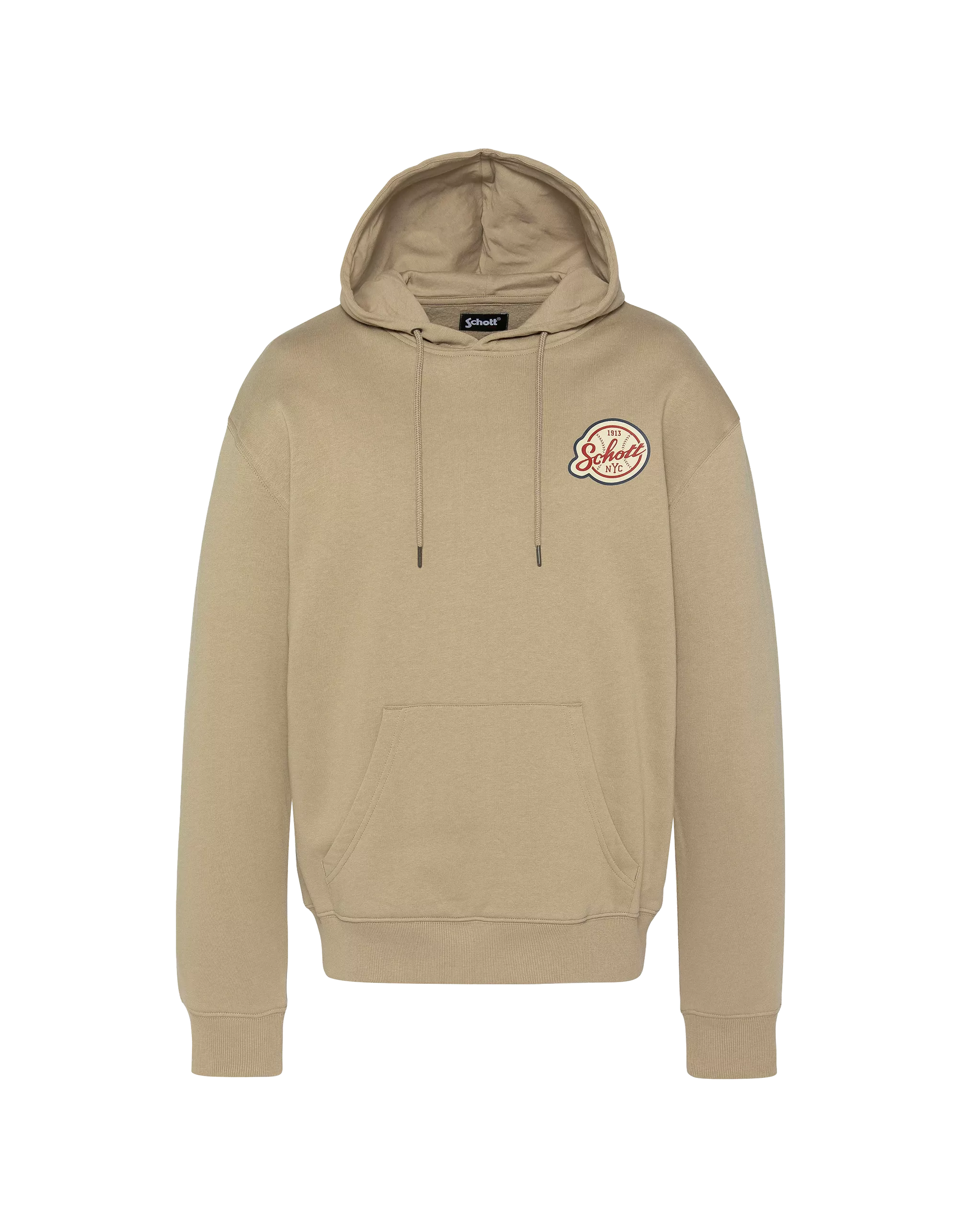 Sweat à capuche Schott BASEBALL mastic vue de face