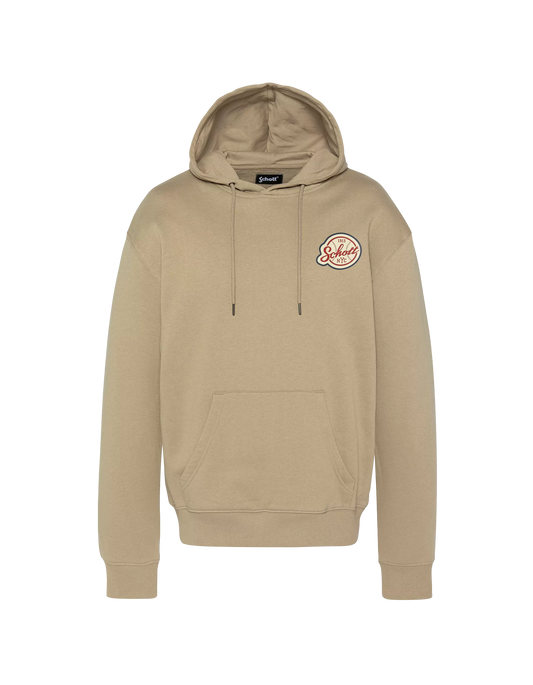 Sweat à capuche Schott BASEBALL mastic vue de face