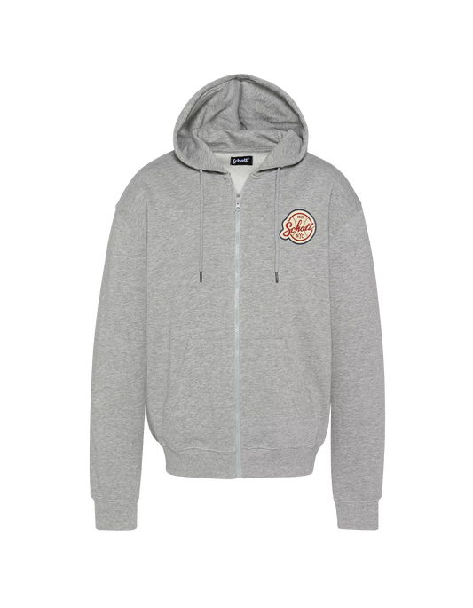 Sweat zippé Schott Baseball gris vue de face