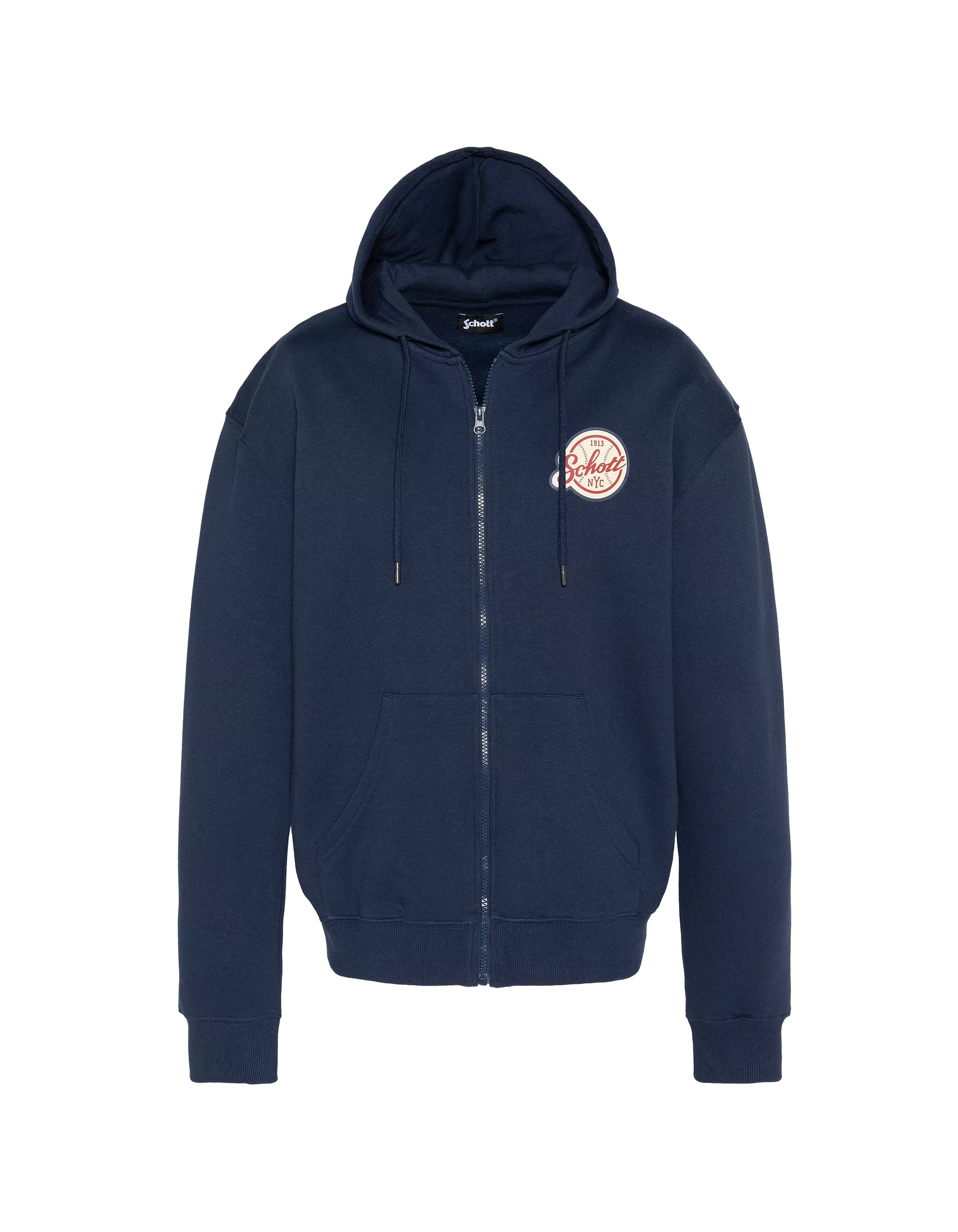 Sweat zippé Schott Baseball navy vue de face