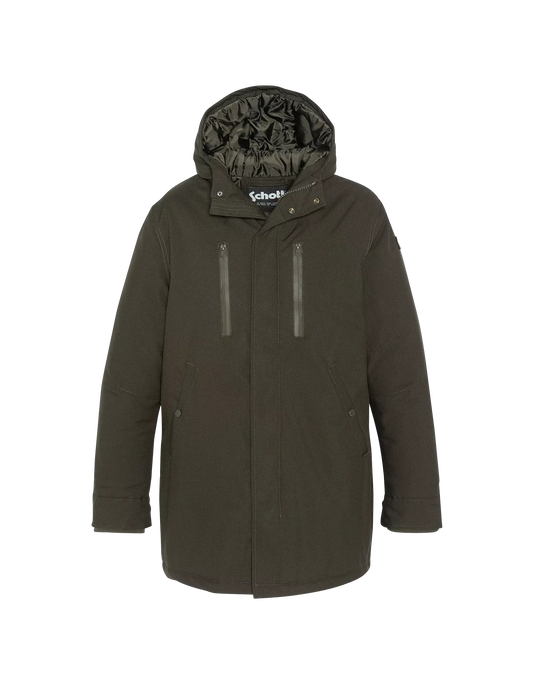 Parka Schott CHALLENGER Kaki longue à capuche – vue de face