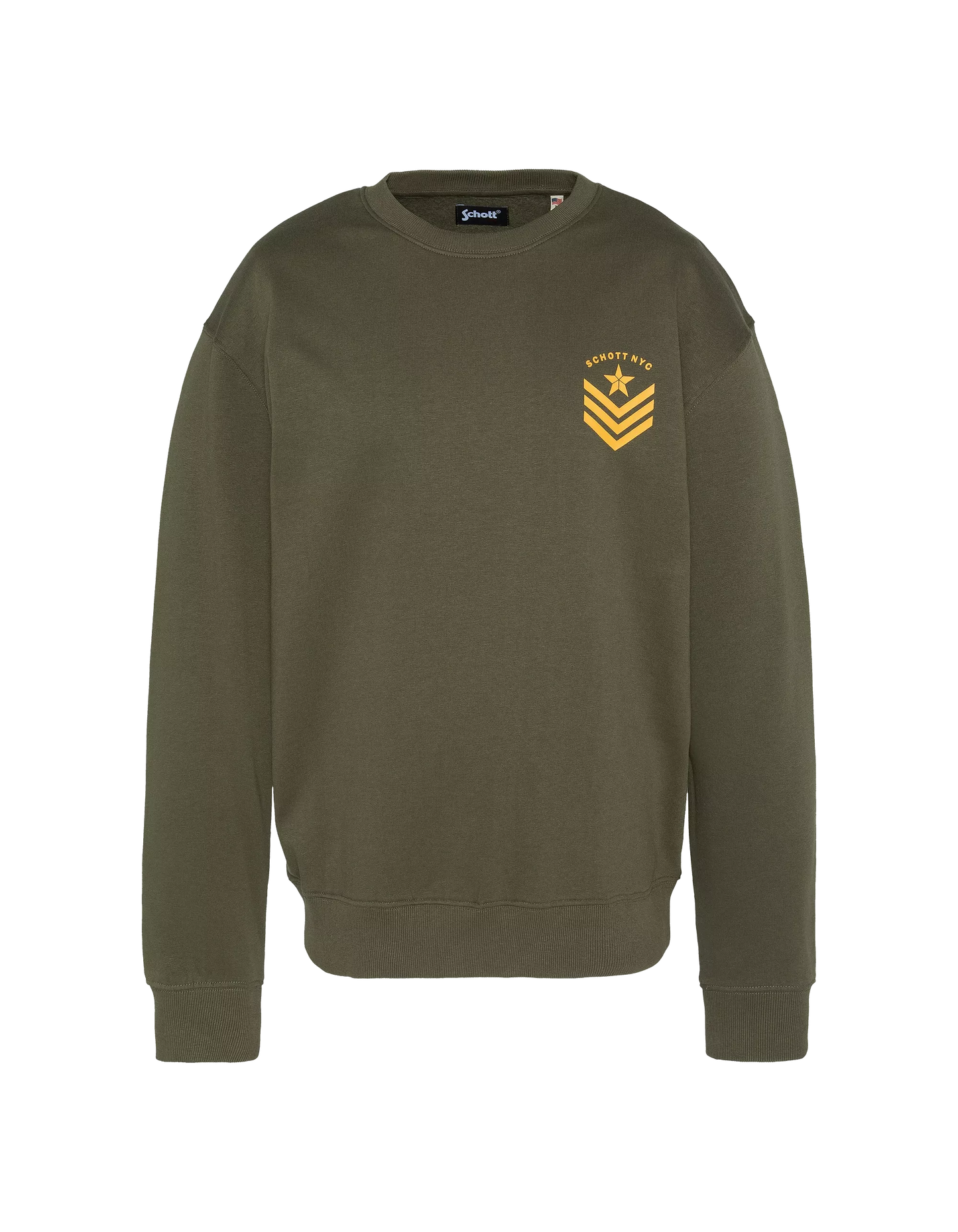 Sweatshirt Schott FIGHT kaki vue de face