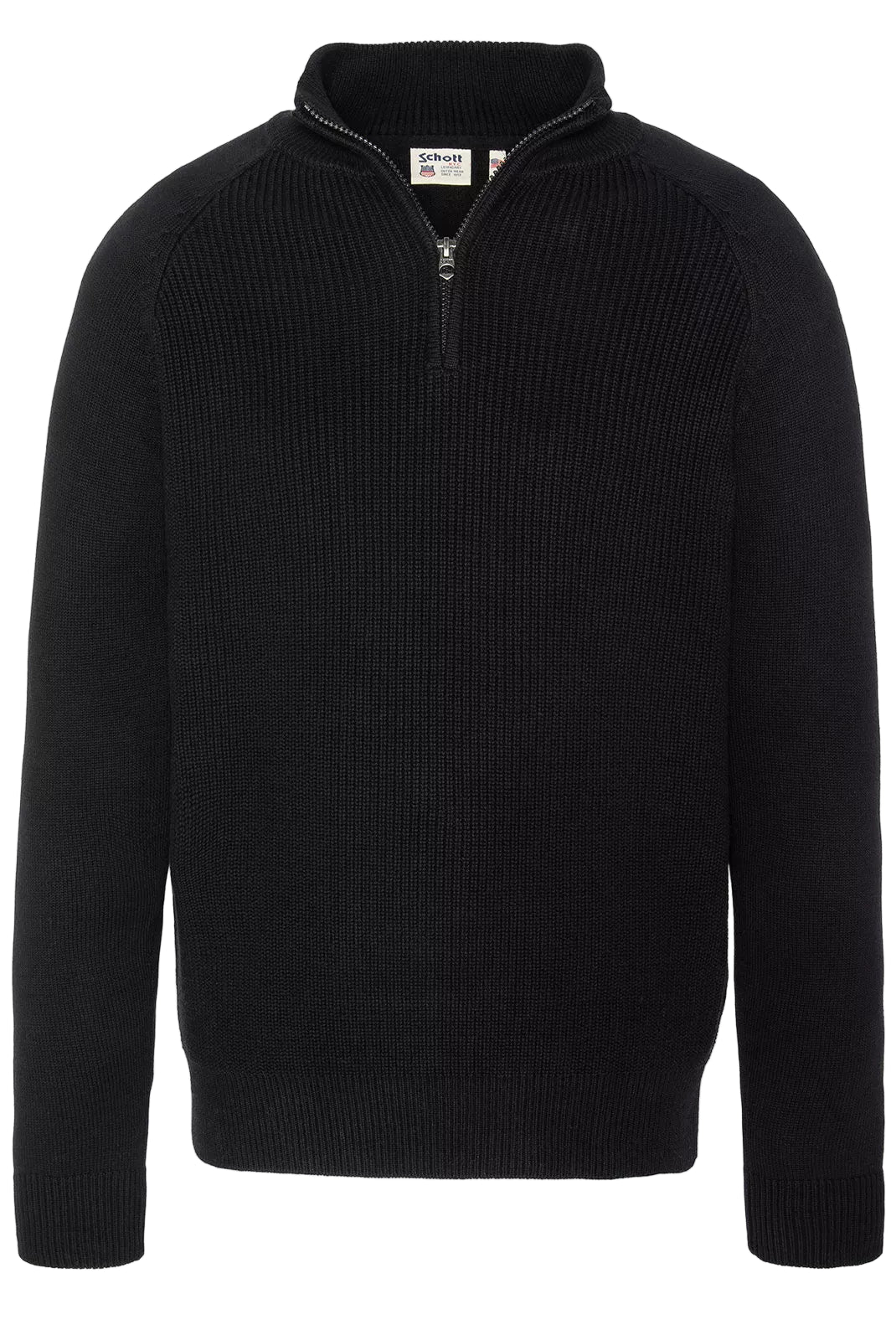 Pull Schott PLALI Noir col zippé – vue de face