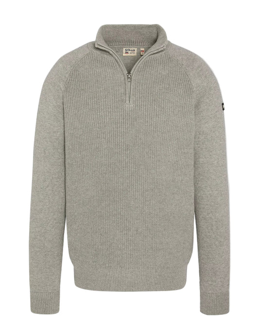 Pull Schott PLALI gris col zippé – vue de face