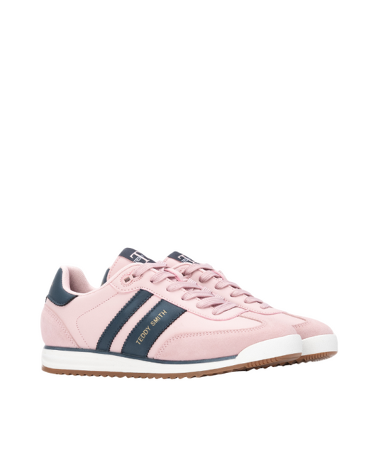 Sneakers Teddy Smith femme nude avec bandes contrastées et semelle blanche