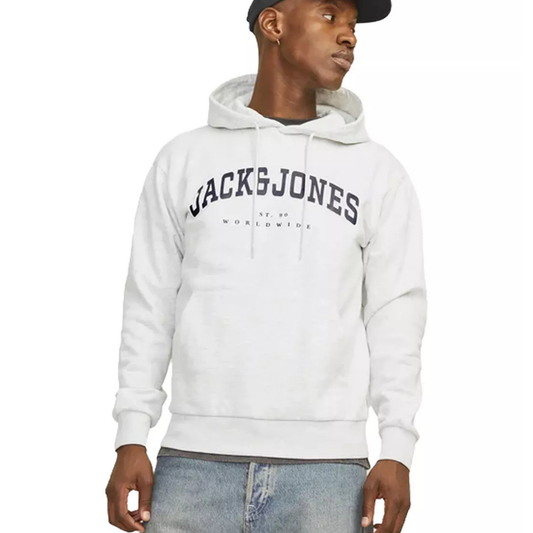sweat à capuche jack and jones homme blanc logo vintage vue avant