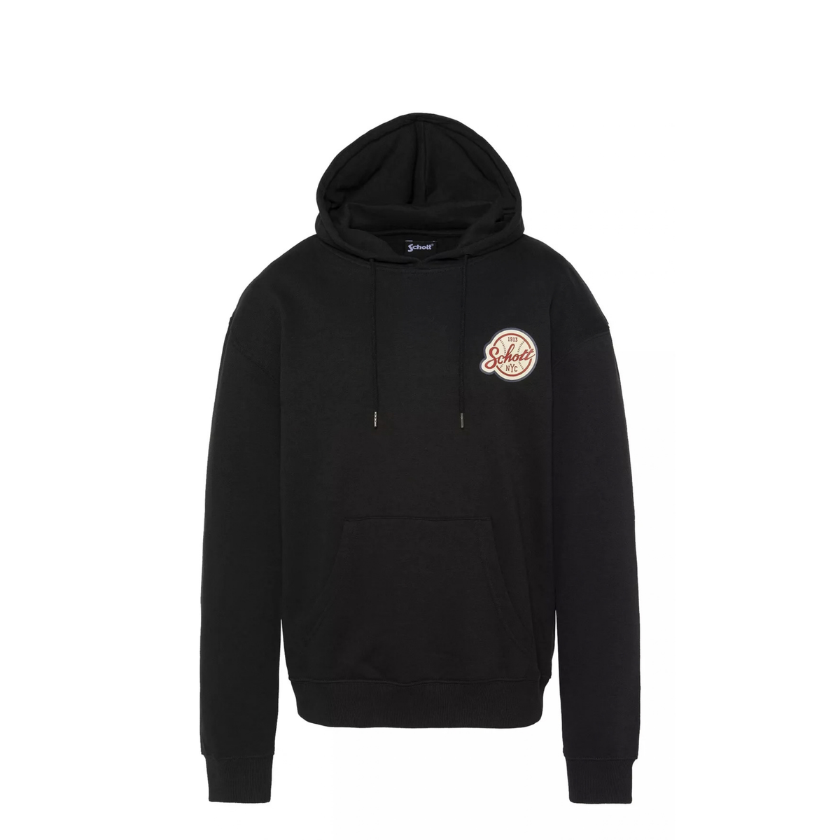 sweat à capuche schott baseball homme noir vue face