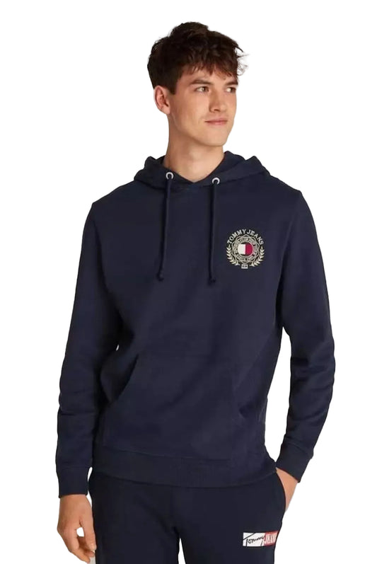 sweat à capuche Tommy Jeans homme dark night navy logo crest