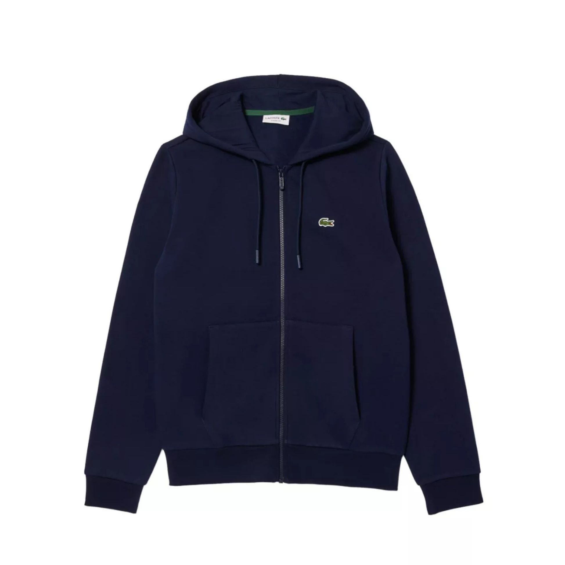 sweat à capuche zippé lacoste homme bleu marine vue de face