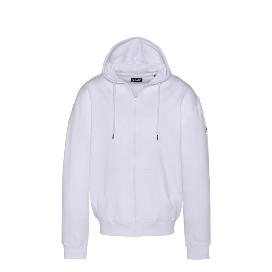 sweat à capuche zippé schott badge homme blanc vue face
