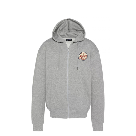 sweat à capuche zippé schott baseball homme gris vue face