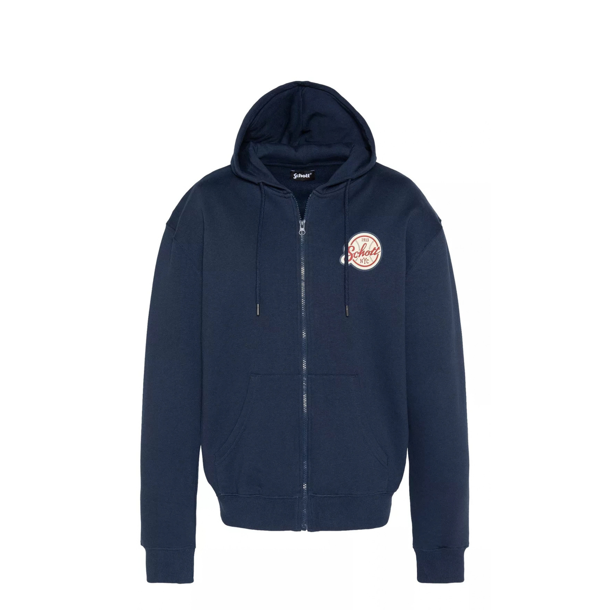 sweat à capuche zippé schott baseball homme navy vue face