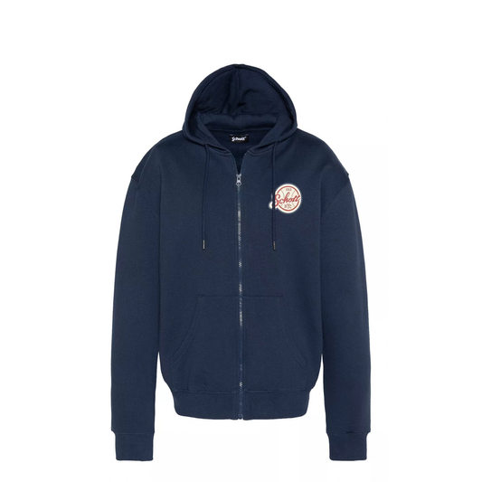 sweat à capuche zippé schott baseball homme navy vue face