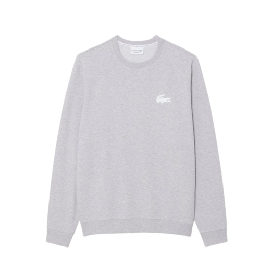 sweat lacoste homme gris chiné col rond vue de face