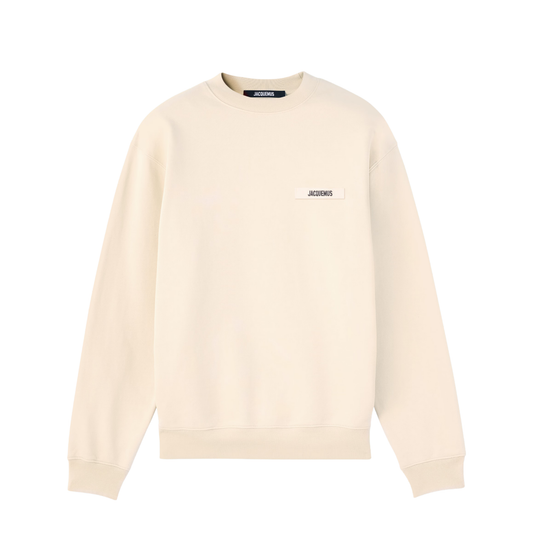 sweatshirt jacquemus gros grain beige ruban logo brodé face