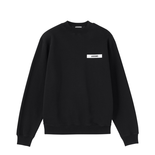 sweatshirt jacquemus gros grain noir ruban logo brodé face