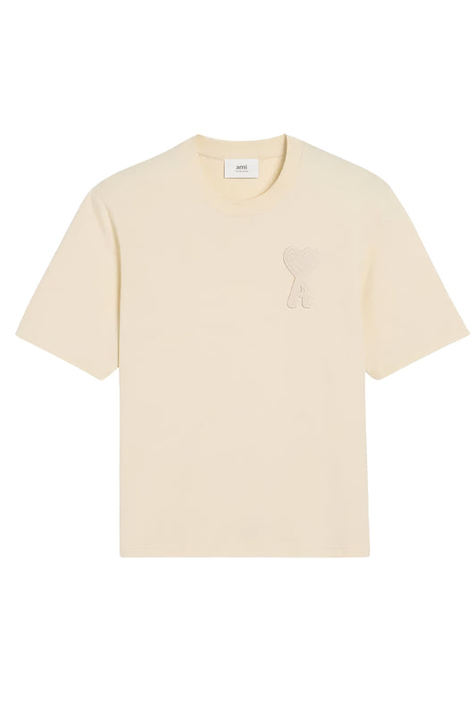 t shirt ami paris beige coeur ton sur ton homme